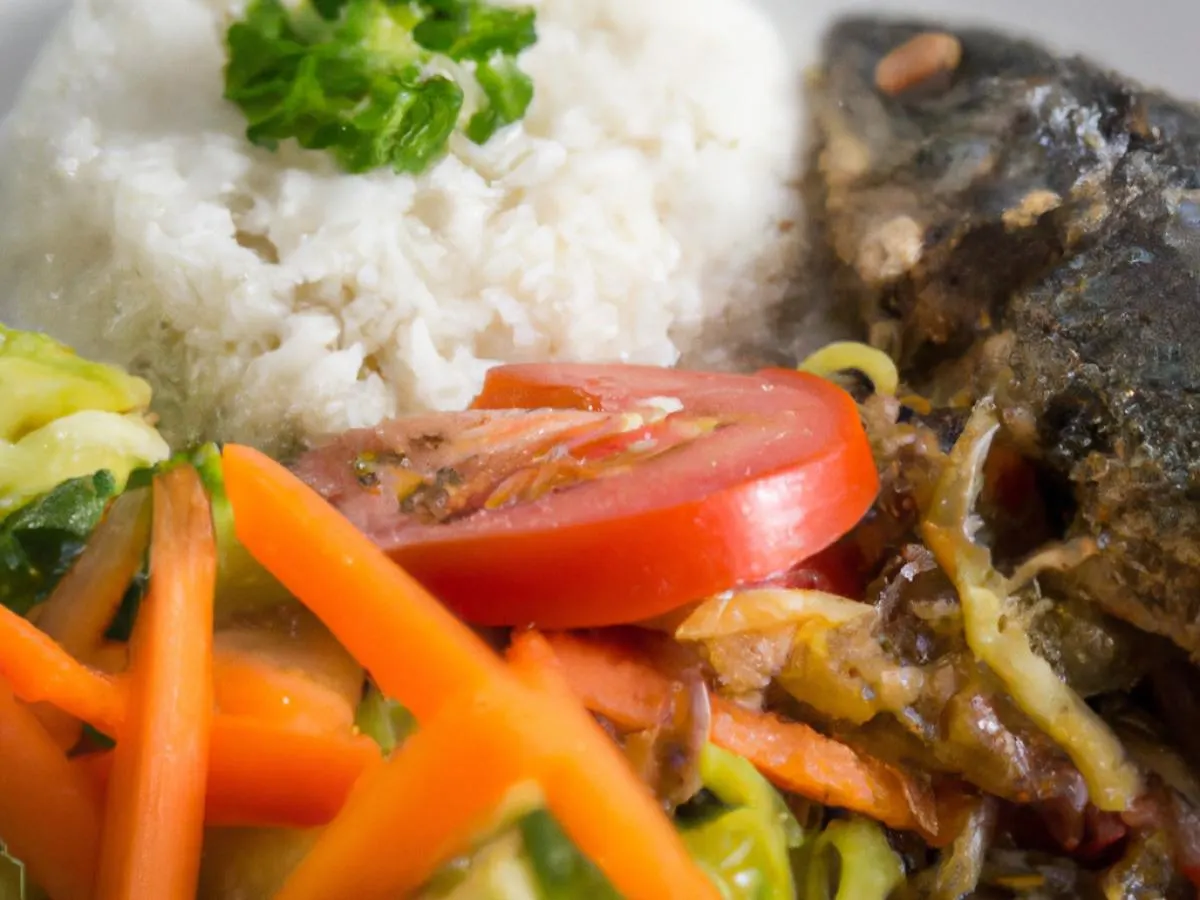 Saltfish Buljol with White Rice and Mixed Steam Veg Saltfish Buljol with White Rice and Mixed Steam Veg