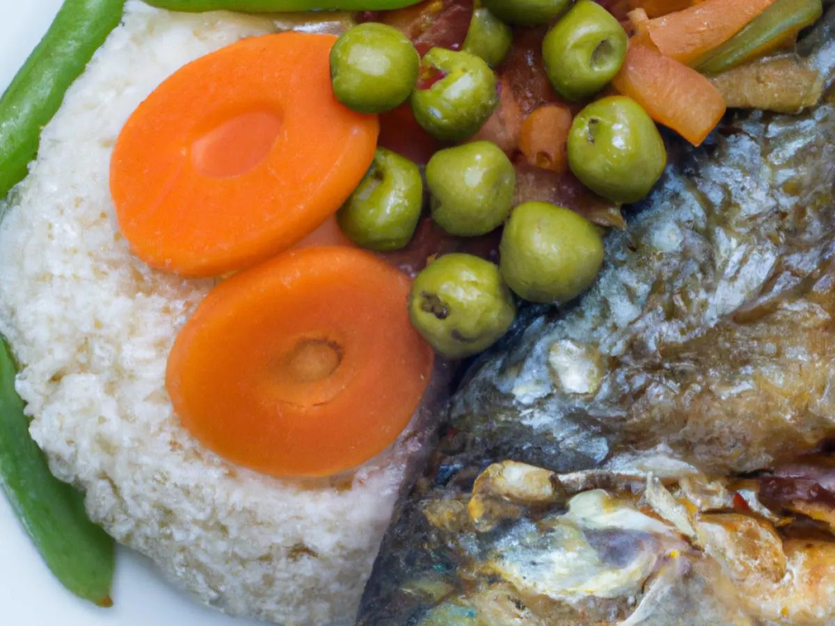 Saltfish Buljol with Rice, Peas and Mixed Steam Veg Saltfish Buljol with Rice, Peas and Mixed Steam Veg
