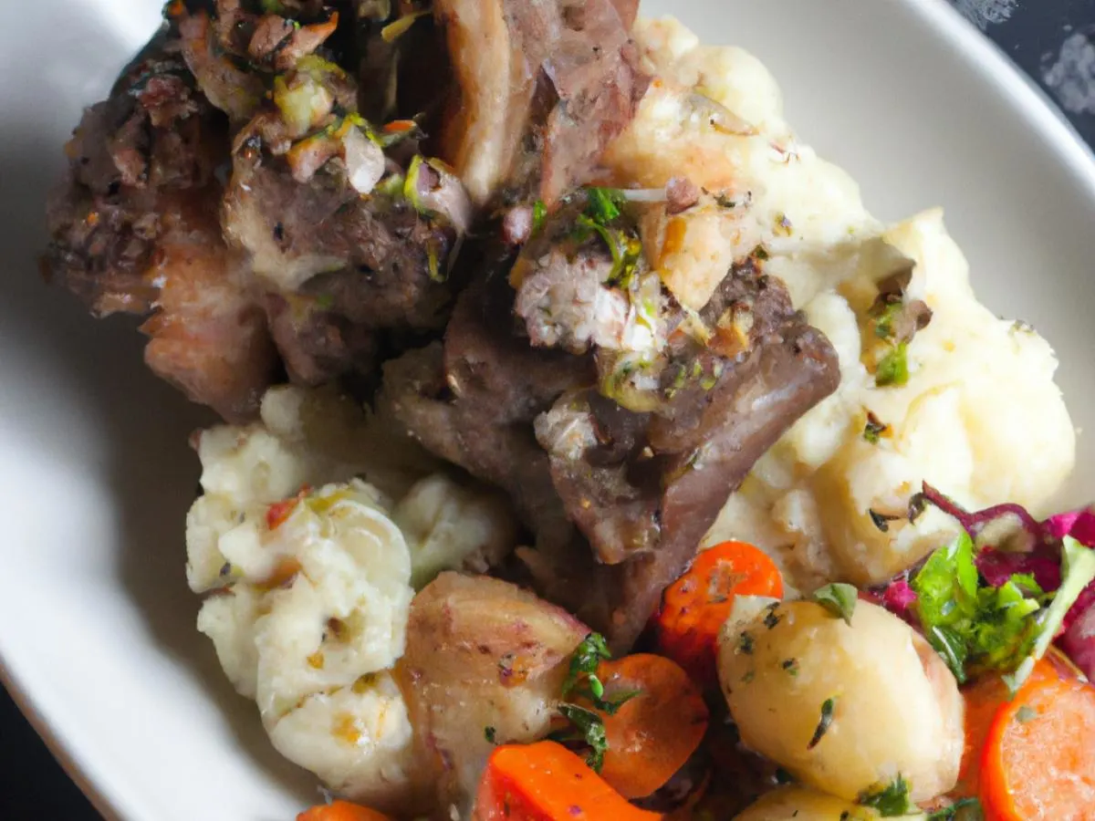 Oxtail with Potato Salad and Root Veg Medley Oxtail with Potato Salad and Root Veg Medley