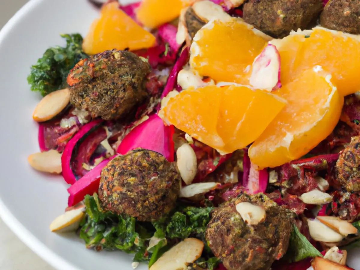 Falafel Kale and Quinoa Salad (Vegan, No cheese) Falafel Kale and Quinoa Salad (Vegan, No cheese)