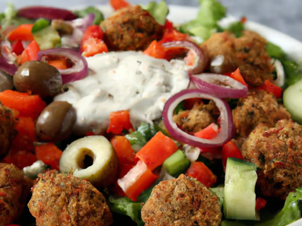 Falafel Greek Salad (Vegan, no cheese) Falafel Greek Salad (Vegan, no cheese)