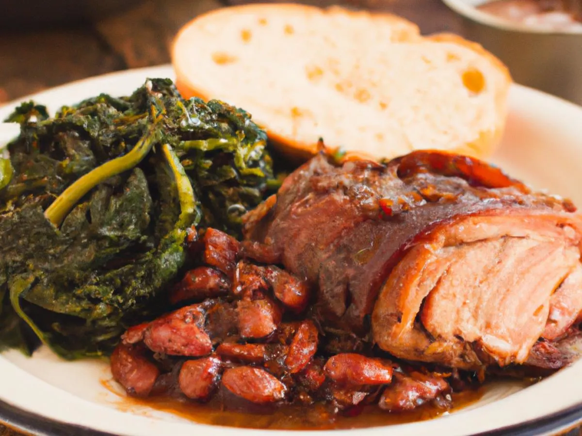 Pulled Pork with Collard Greens and Baked Beans Pulled Pork with Collard Greens and Baked Beans