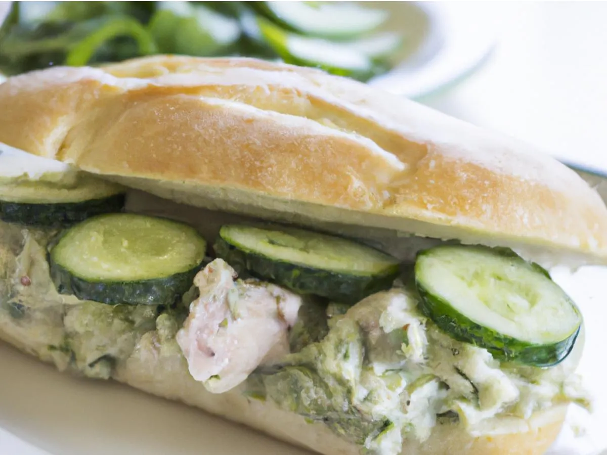 Chilled Turkey Pesto Grinder with Cucumber Salad Chilled Turkey Pesto Grinder with Cucumber Salad