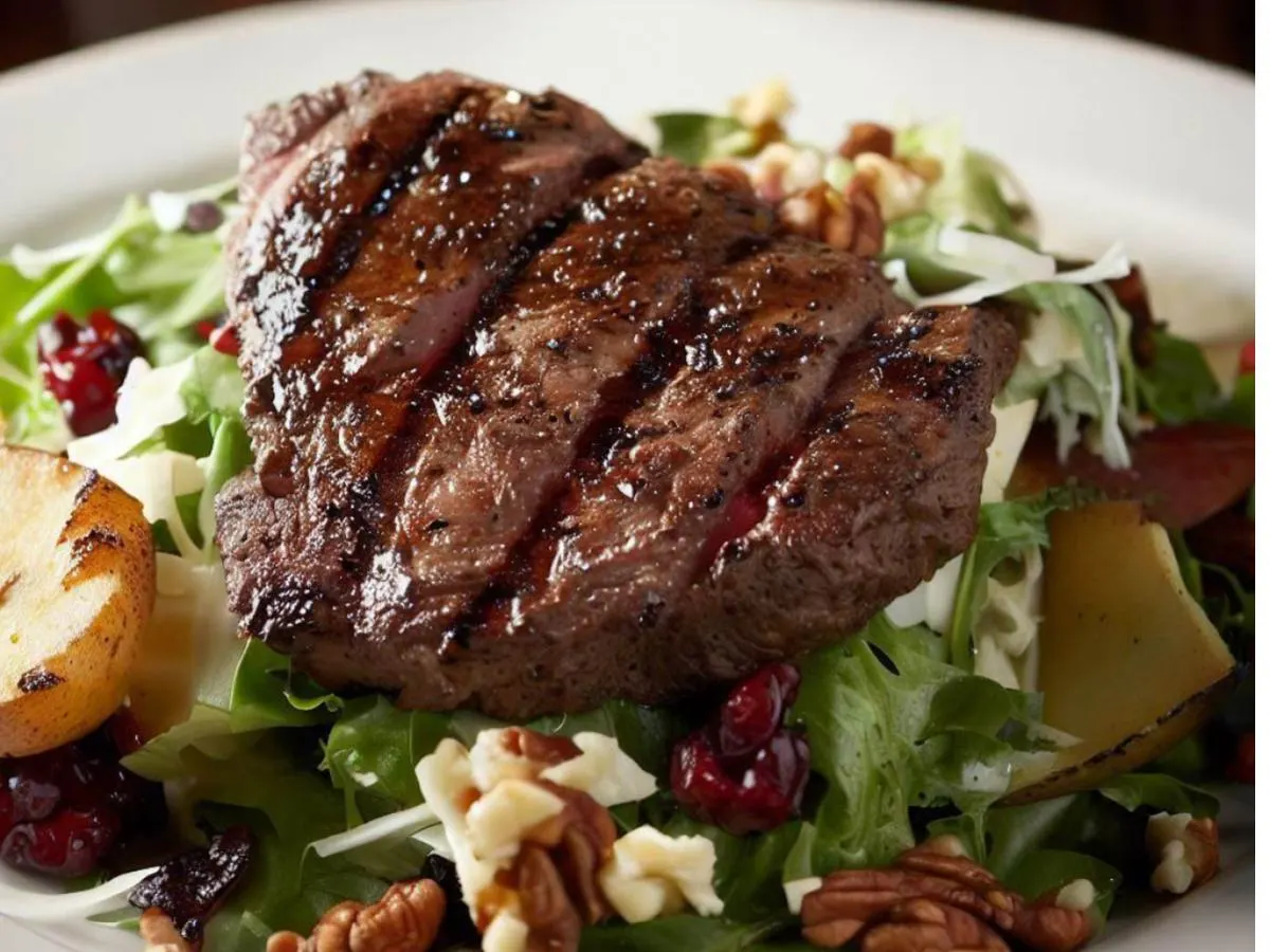 Entree Spring Mix Salad with Balsamic Vinaigrette and Flat Iron Steak
