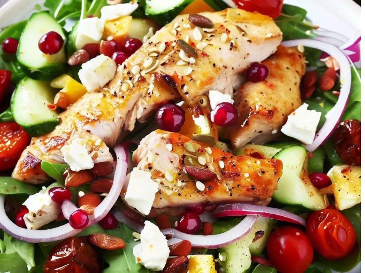 Entree Baby Arugula Salad with Lemon Vinaigrette and Chicken Breast
