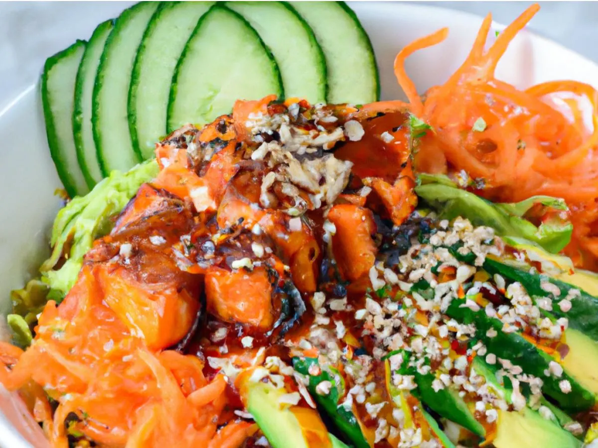 Gochujang Salmon Bowl with Kelp Noodle Slaw Gochujang Salmon Bowl with Kelp Noodle Slaw