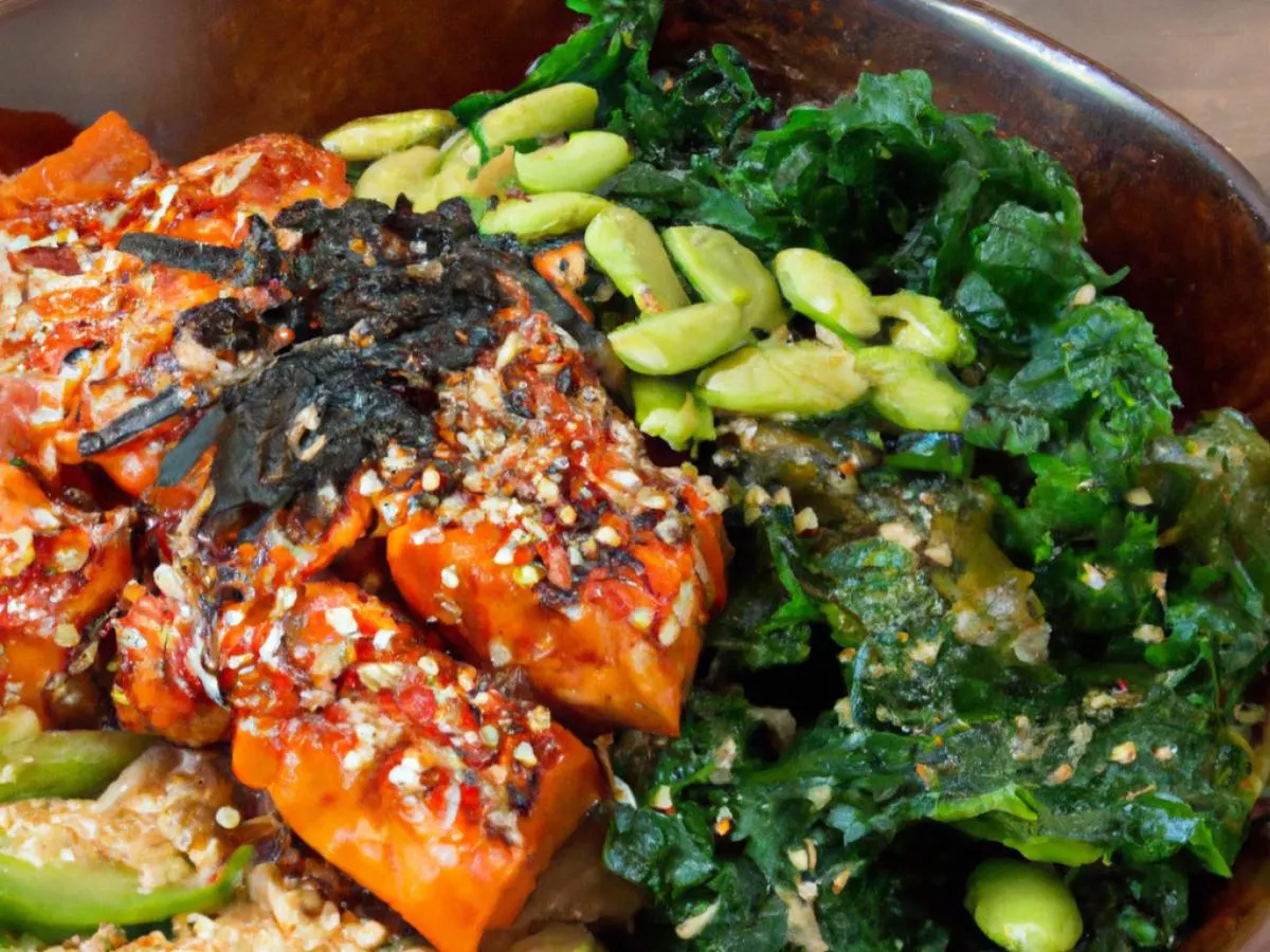 Gochujang Salmon Bowl with Citrus Kale Salad Gochujang Salmon Bowl with Citrus Kale Salad