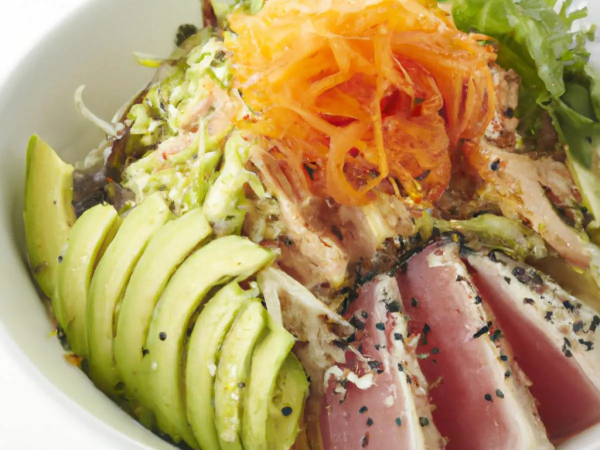 Truffled Yuzu Albacore Bowl with Kelp Noodle Slaw Truffled Yuzu Albacore Bowl with Kelp Noodle Slaw