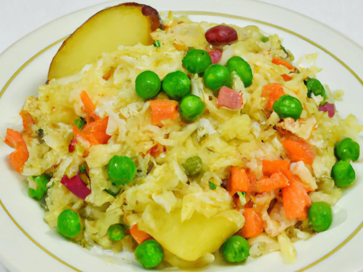 Vegetarian Pelau with Potato Salad and Mixed Steam Veg Vegetarian Pelau with Potato Salad and Mixed Steam Veg