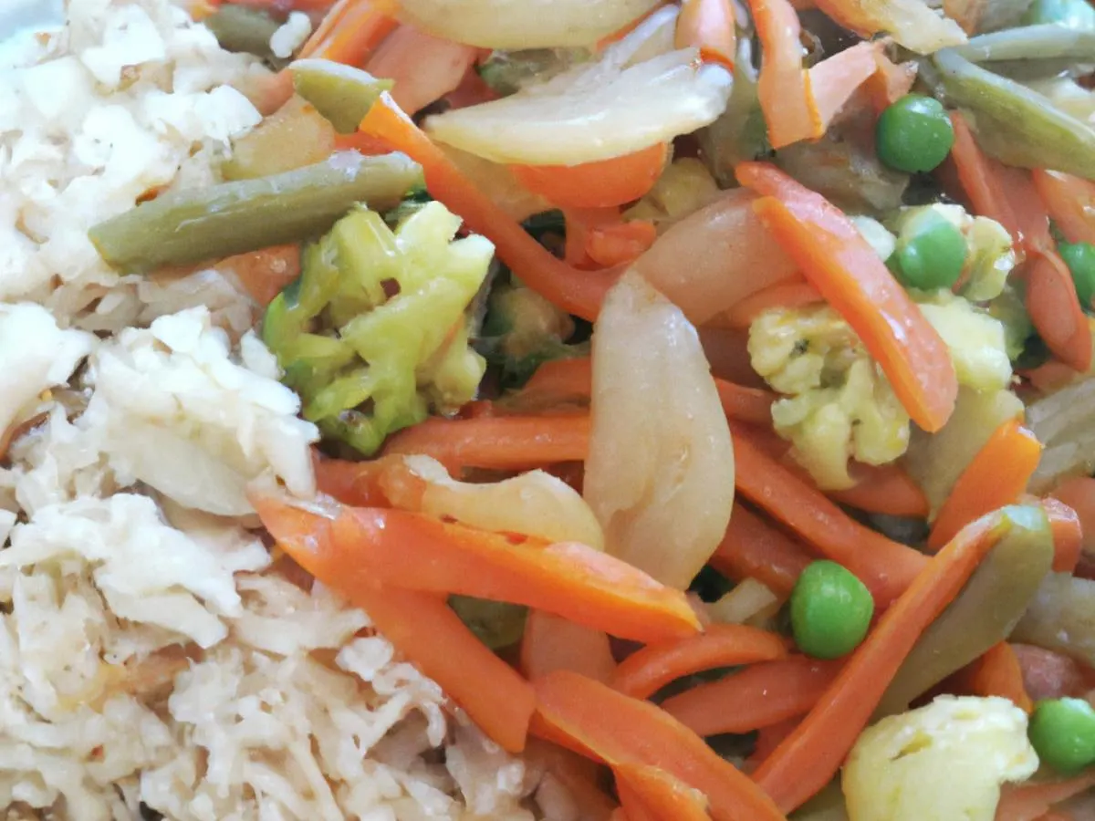 Vegetarian Pelau with White Rice and Mixed Steam Veg Vegetarian Pelau with White Rice and Mixed Steam Veg