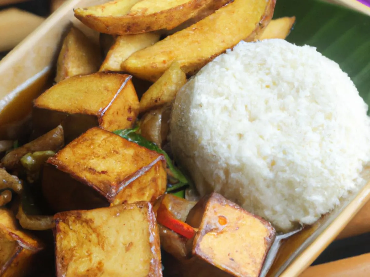 Jerk Tofu with White Rice and Root Veg Medley Jerk Tofu with White Rice and Root Veg Medley