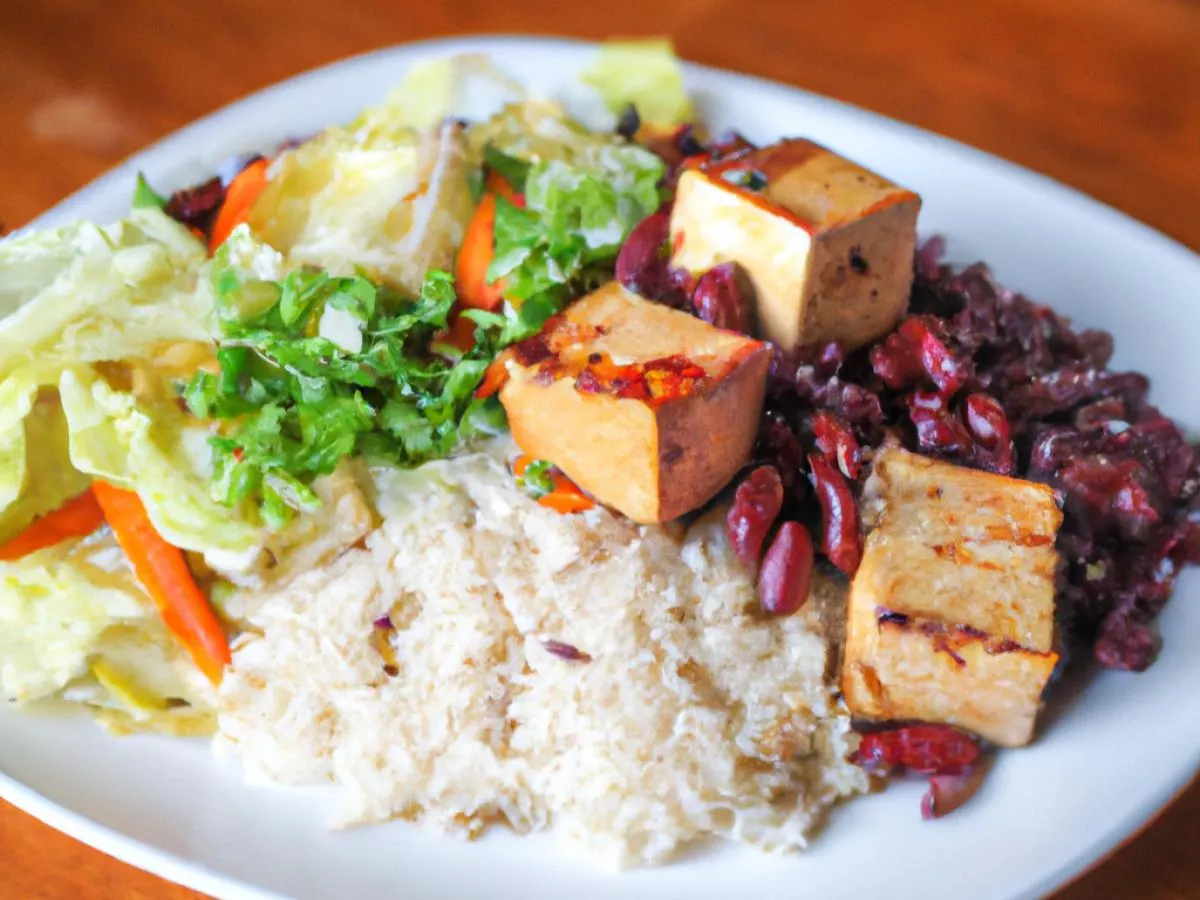 Jerk Tofu with Rice, Peas and Mixed Steam Veg Jerk Tofu with Rice, Peas and Mixed Steam Veg