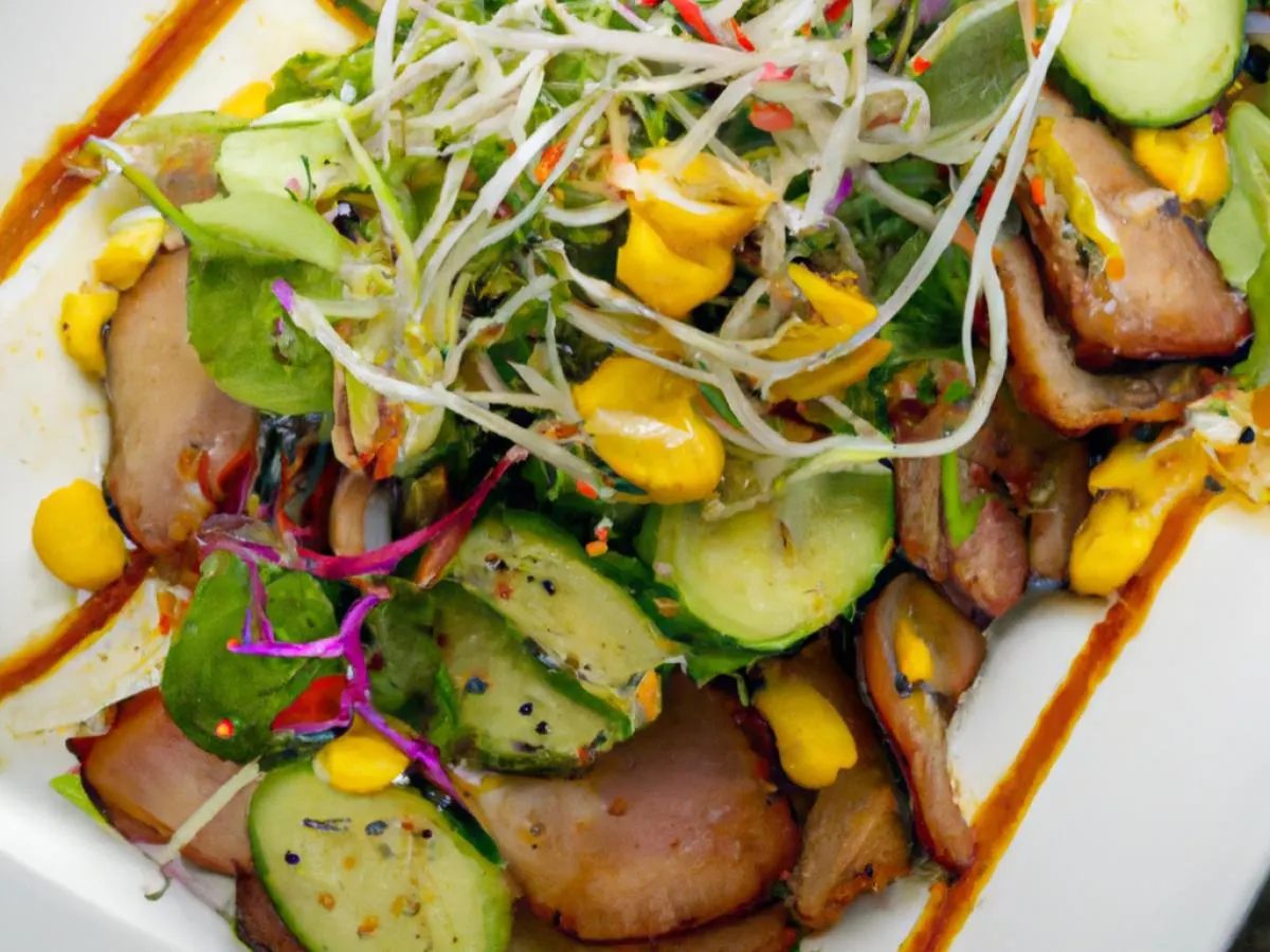 Grilled Pork with Spring Mix & Soy Ginger Dressing Grilled Pork with Spring Mix & Soy Ginger Dressing