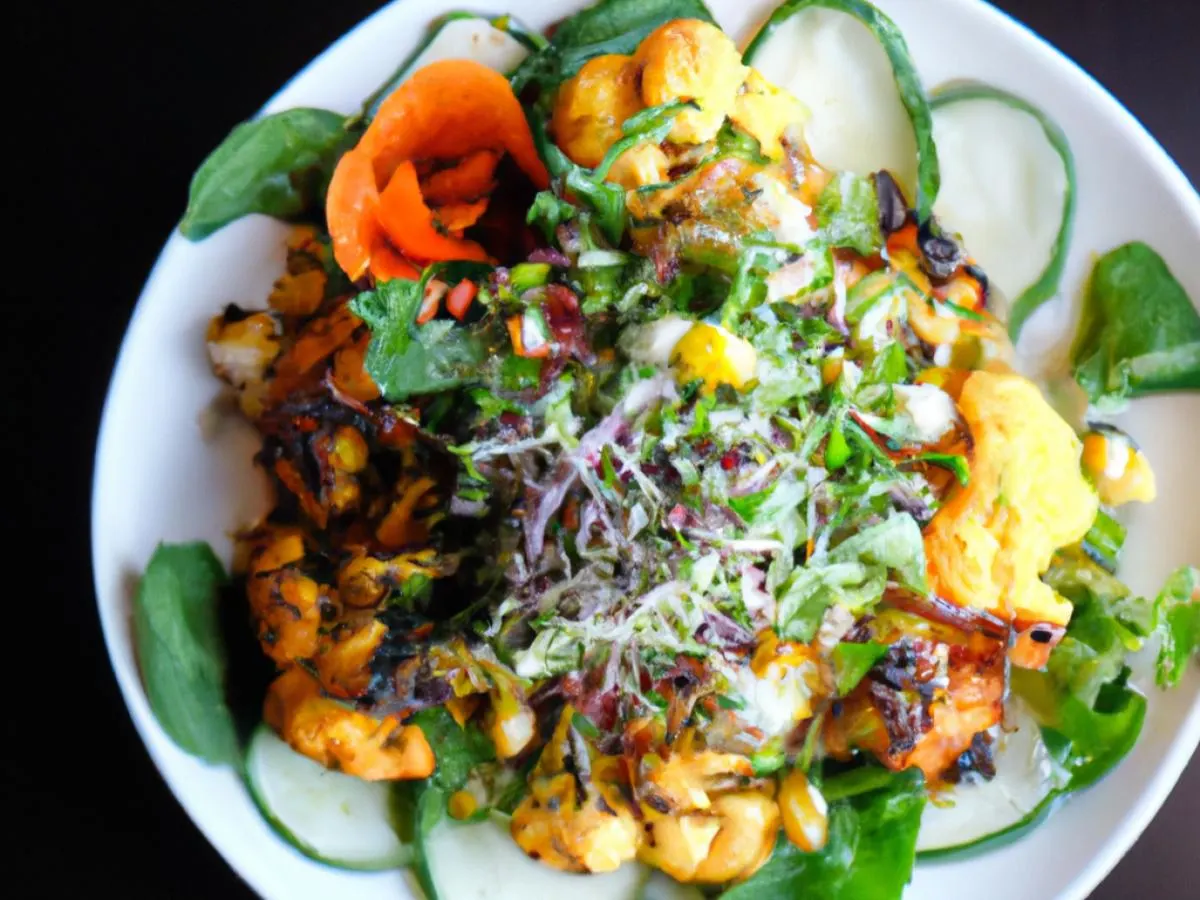 Roasted Cauliflower with Spring Mix & Soy Ginger Dressing Roasted Cauliflower with Spring Mix & Soy Ginger Dressing