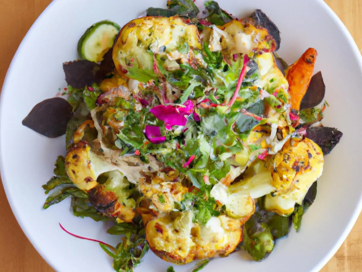 Roasted Cauliflower with Spring Mix & Kaffir Lime Vinaigarette Roasted Cauliflower with Spring Mix & Kaffir Lime Vinaigarette