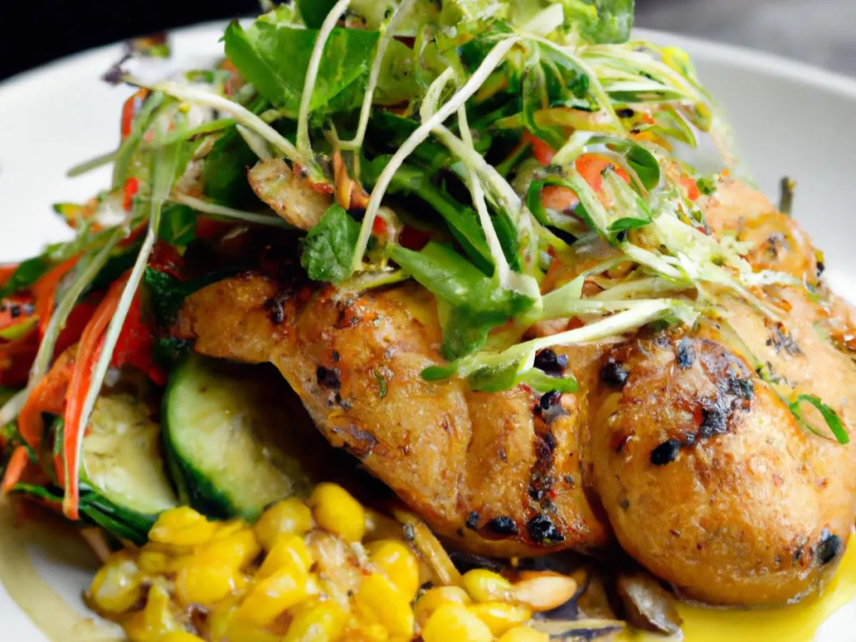 Lemongrass Chicken with Spring Mix & Soy Ginger Dressing Lemongrass Chicken with Spring Mix & Soy Ginger Dressing