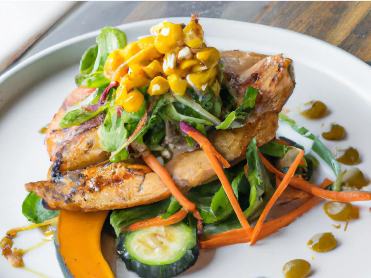 Lemongrass Chicken with Spring Mix & Kaffir Lime Vinaigarette Lemongrass Chicken with Spring Mix & Kaffir Lime Vinaigarette