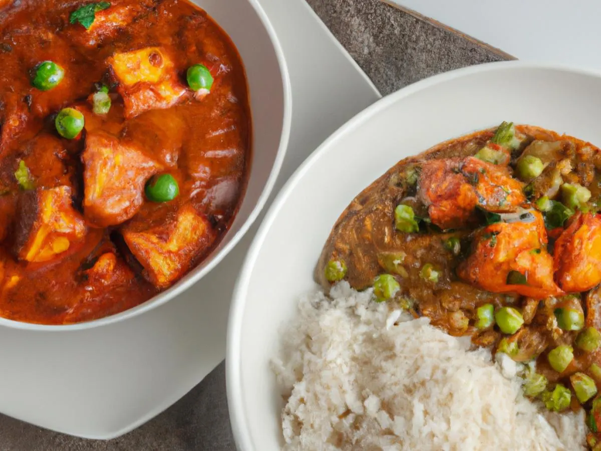 Chicken Tikka Masala and Matar Paneer With Rice
