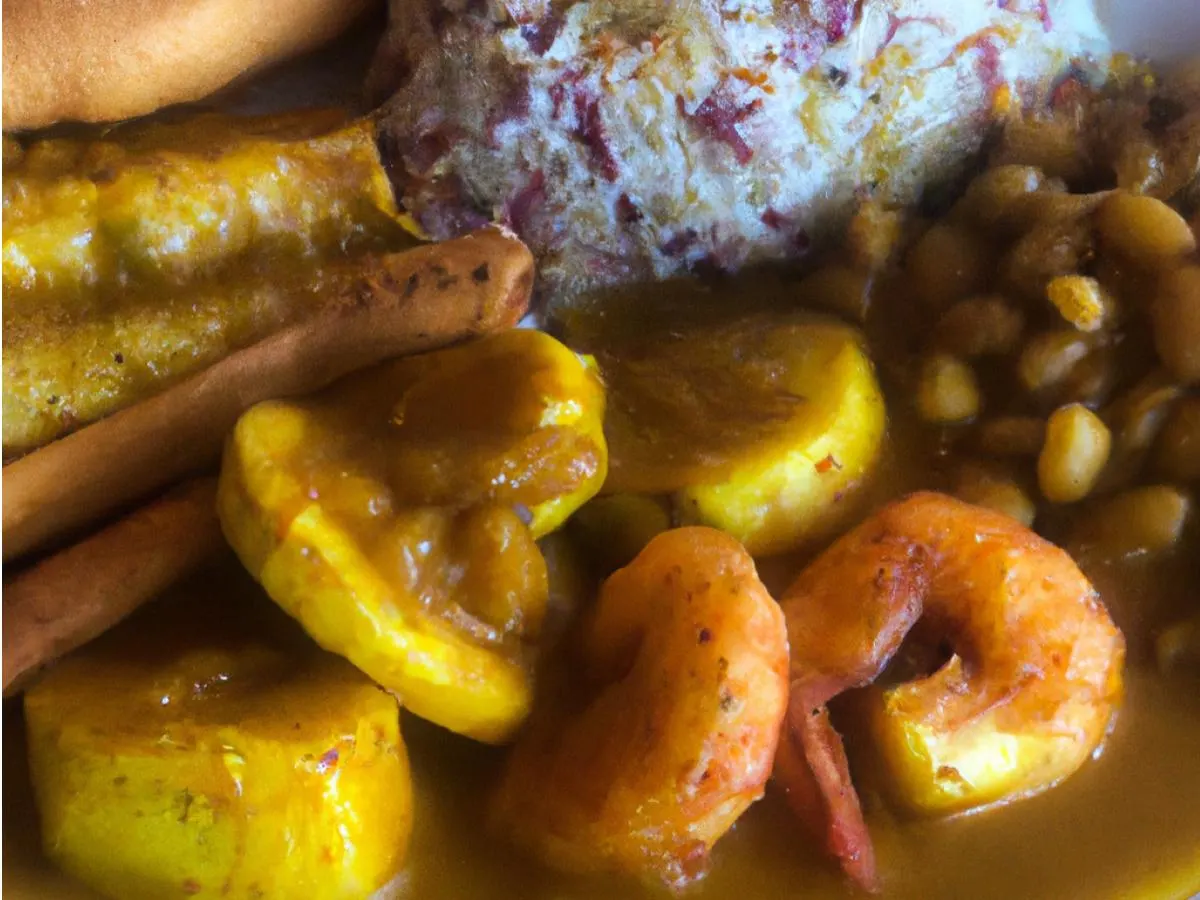 Curry Shrimp, Rice & Beans, and Fried Plantains Curry Shrimp, Rice & Beans, and Fried Plantains