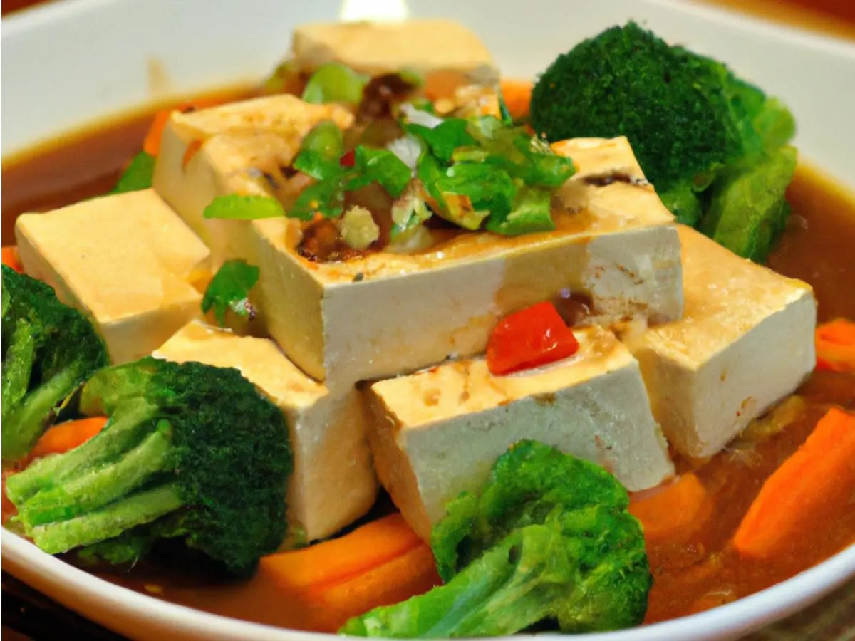 Thai Basil Tofu with Steamed Vegetables