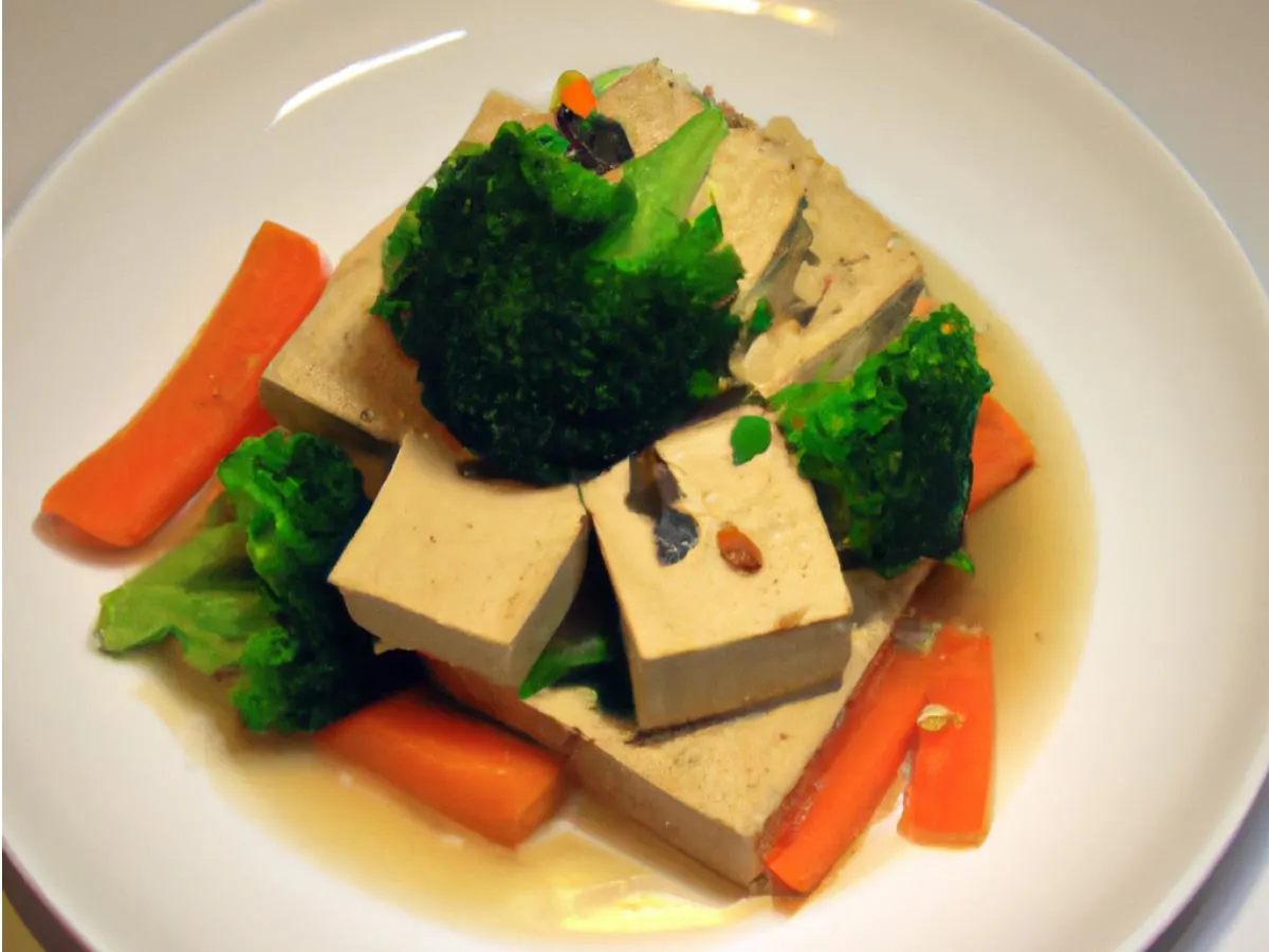 Vegan Mongolian Tofu with Steamed Vegetable