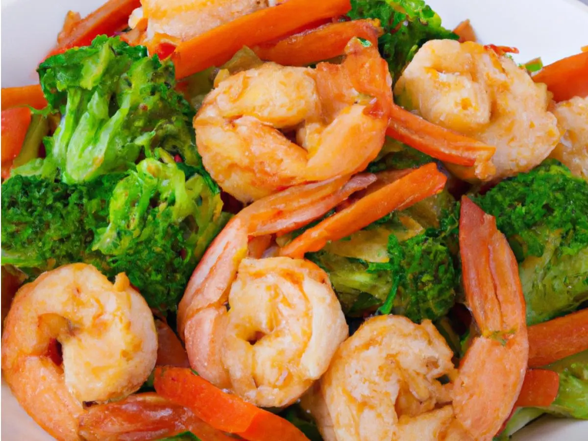 Gluten Free Mongolian Shrimp with Steamed Vegetables