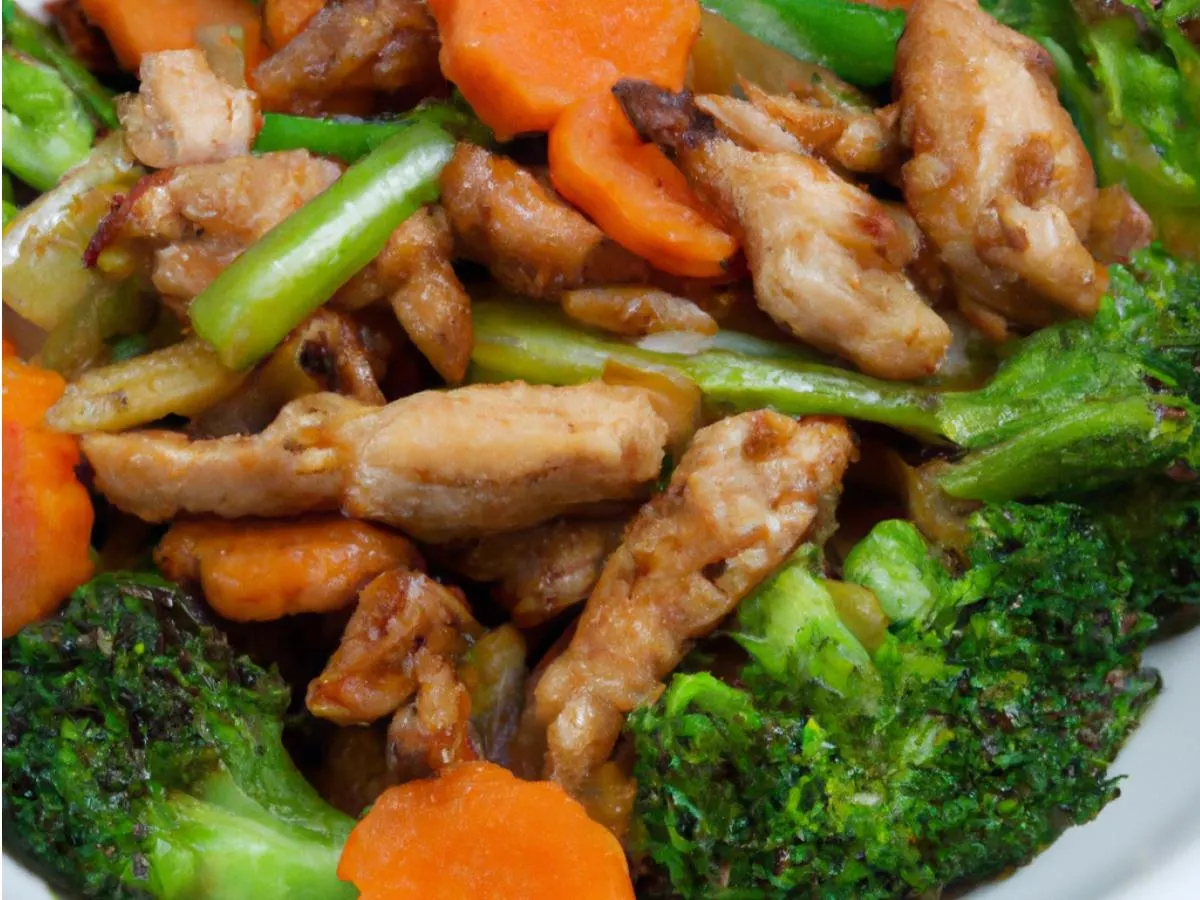 Light Carb Szechuan Garlic Chicken with Steamed Vegetables