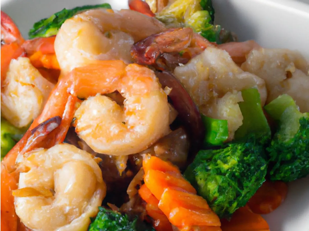 Szechuan Garlic Shrimp with Steamed Vegetables