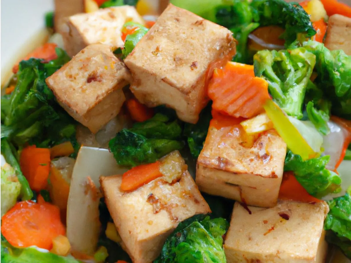 Szechuan Garlic Tofu with Steamed Vegetables