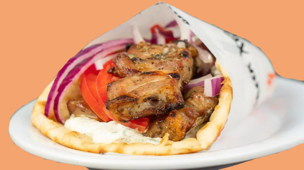 Gluten Free - Pork Souvlaki Pita Wraps with Vinaigrette Gluten Free - Pork Souvlaki Pita Wraps with Vinaigrette