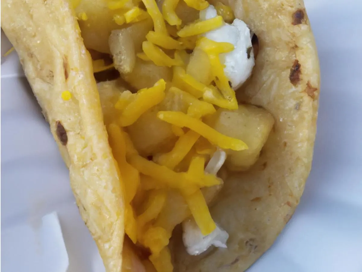 Potato, Egg, and Cheese Taco on a Corn Tortilla