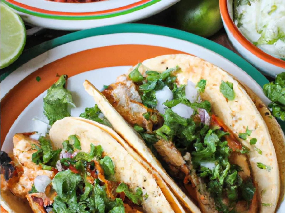 Chicken Tacos on Flour Tortillas with Rice and Beans