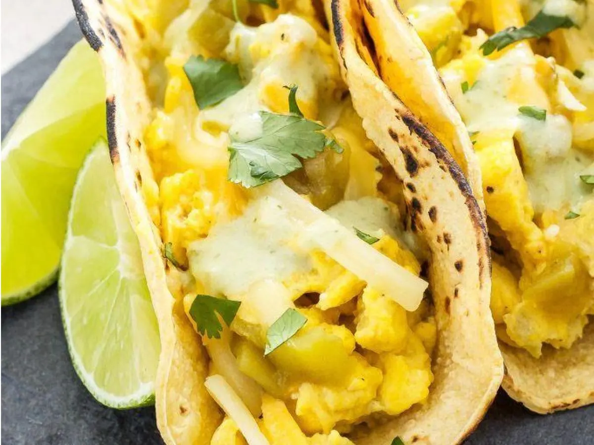 Mexicana Eggs, and Cheese Taco on a Corn Tortilla