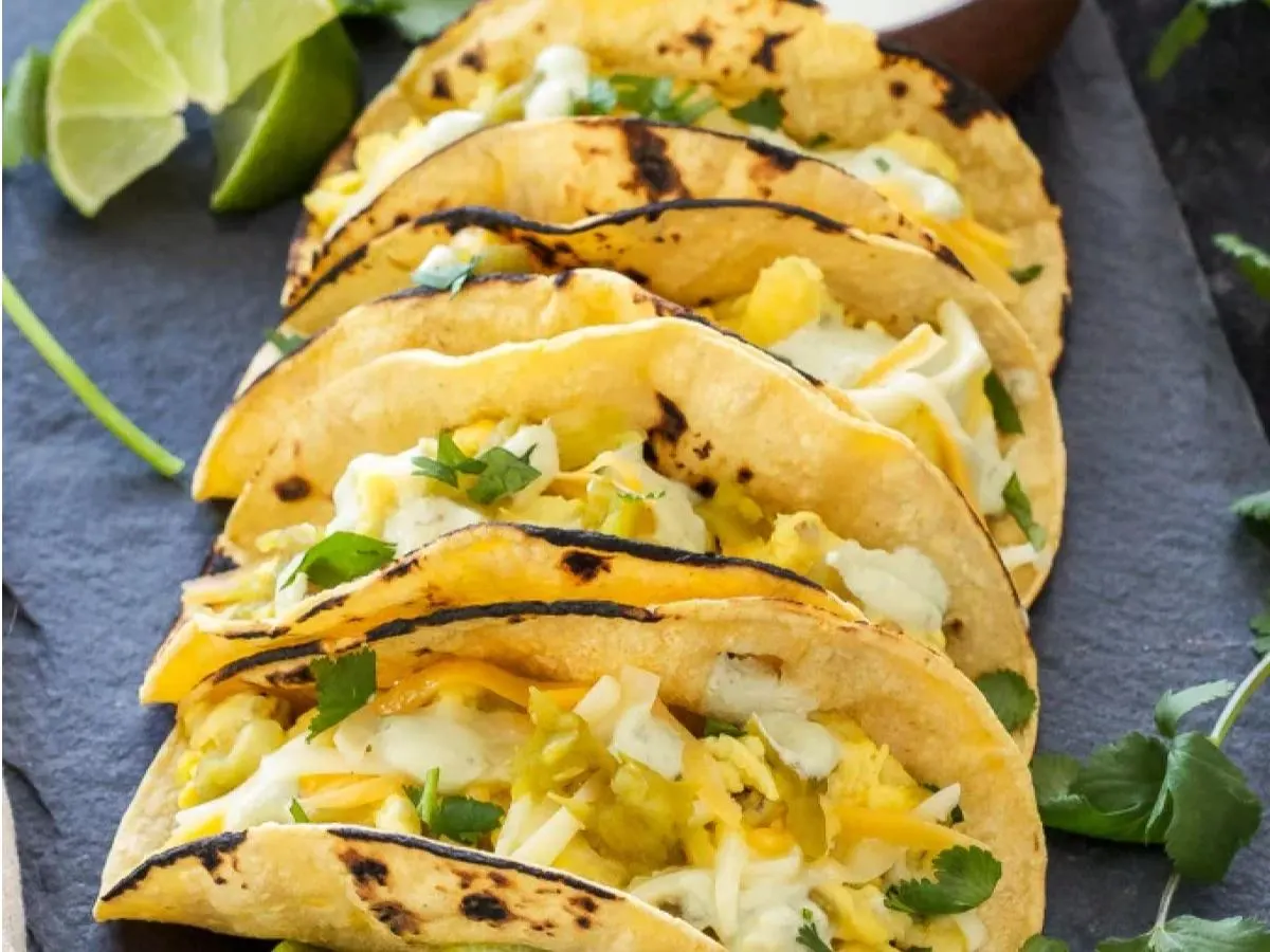 Mexicana Eggs, and Cheese Taco on a Flour Tortilla