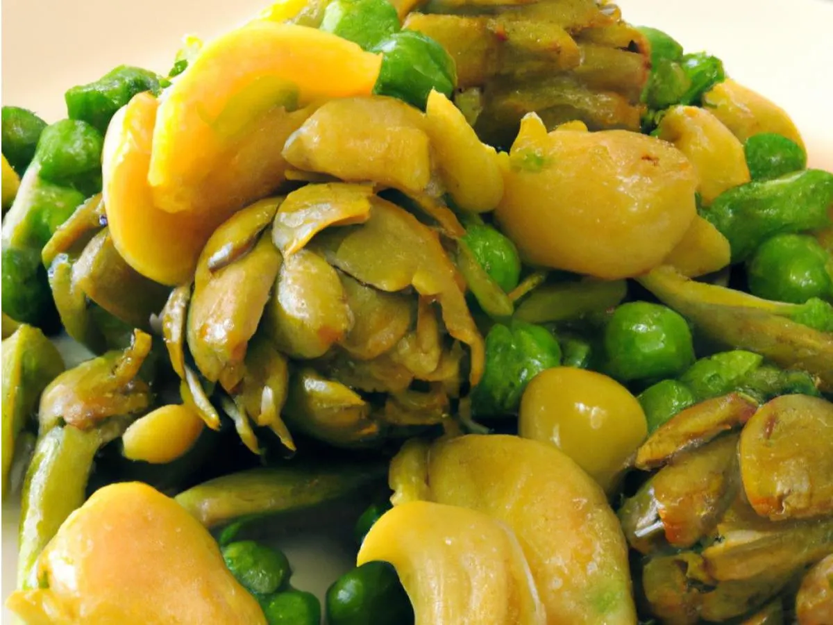 Saffron Artichokes & Peas Saffron Artichokes & Peas