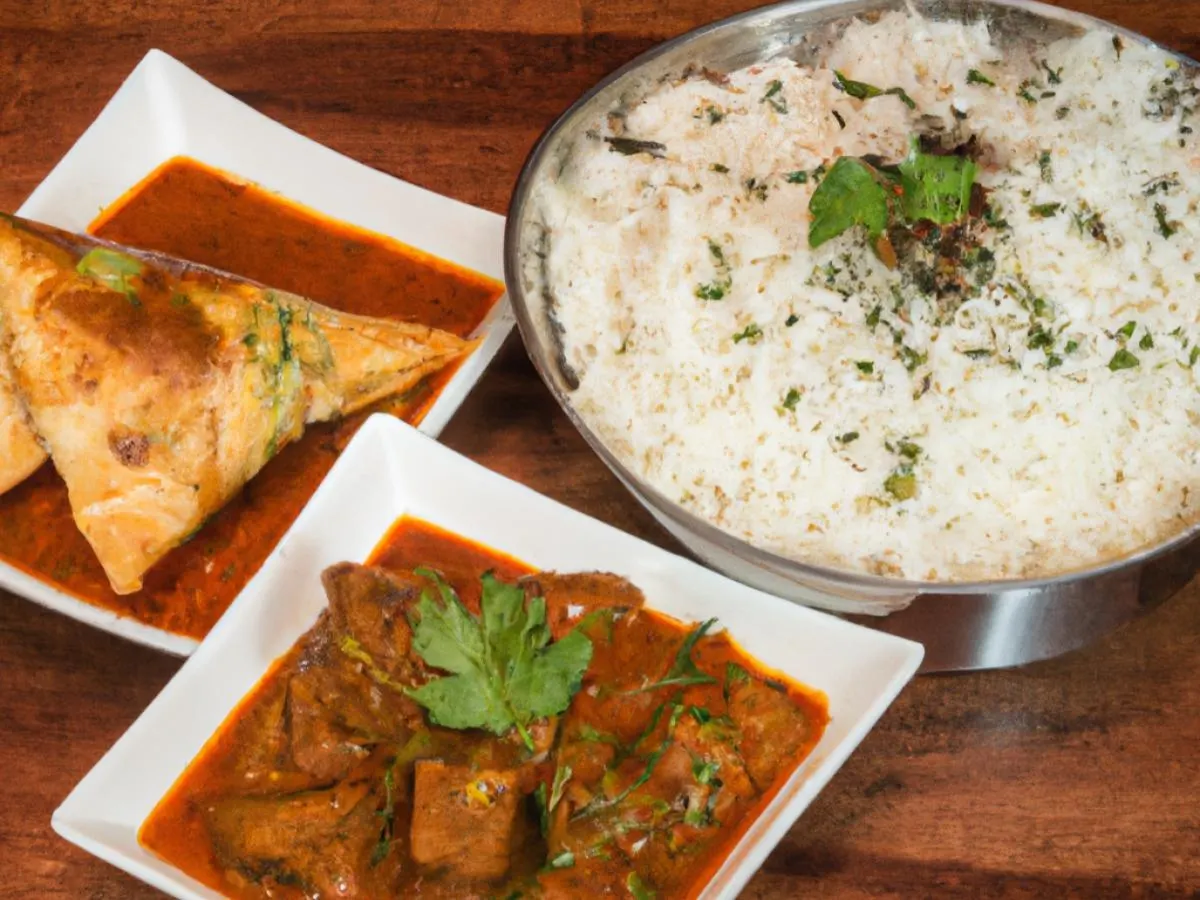 Lamb Tikka Masala with Basmati Rice and Vegan Samosa Lamb Tikka Masala with Basmati Rice and Vegan Samosa