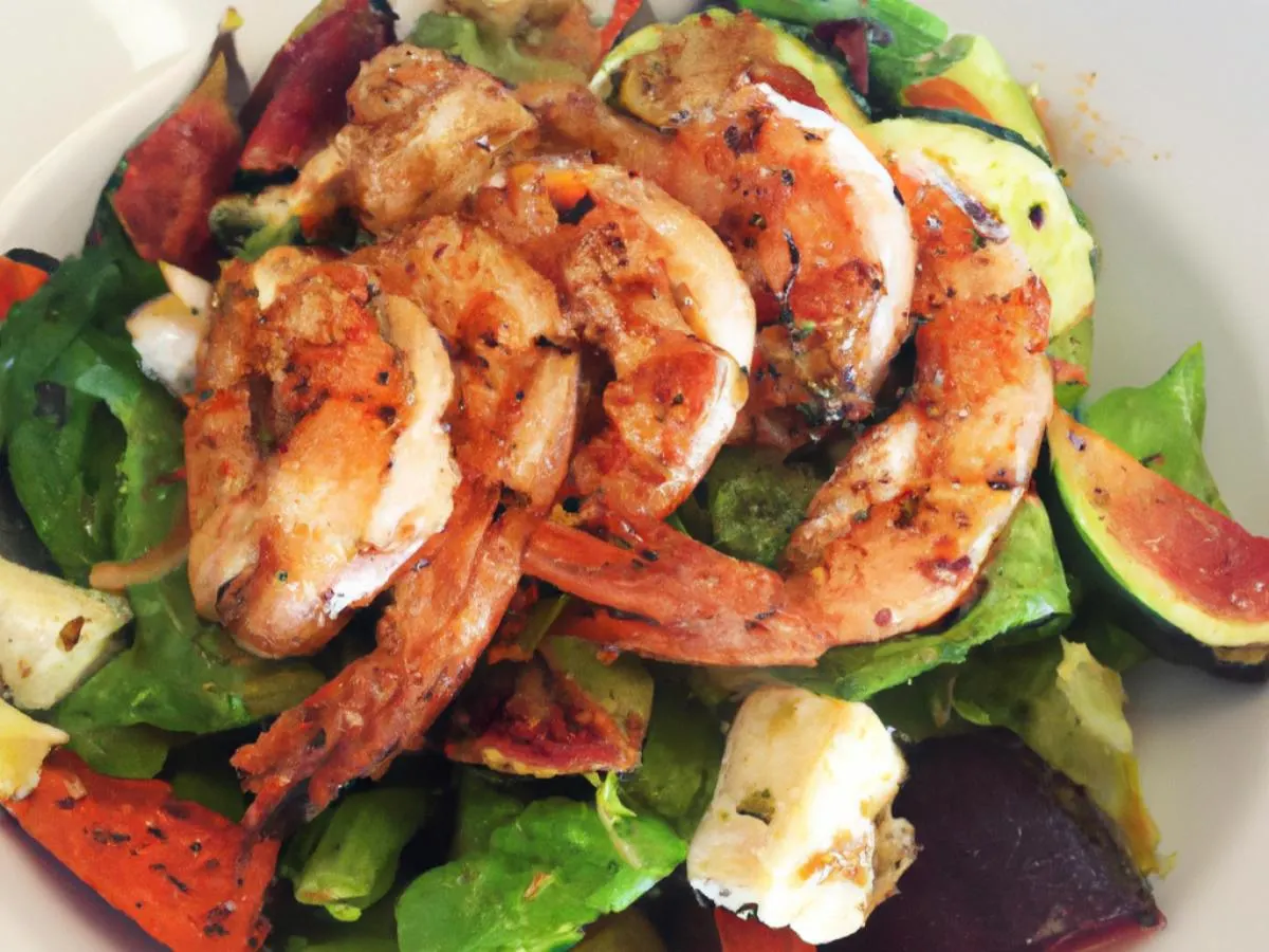 Santorini Salad with Grilled Shrimp and Lemon Oil & Pita Santorini Salad with Grilled Shrimp and Lemon Oil & Pita