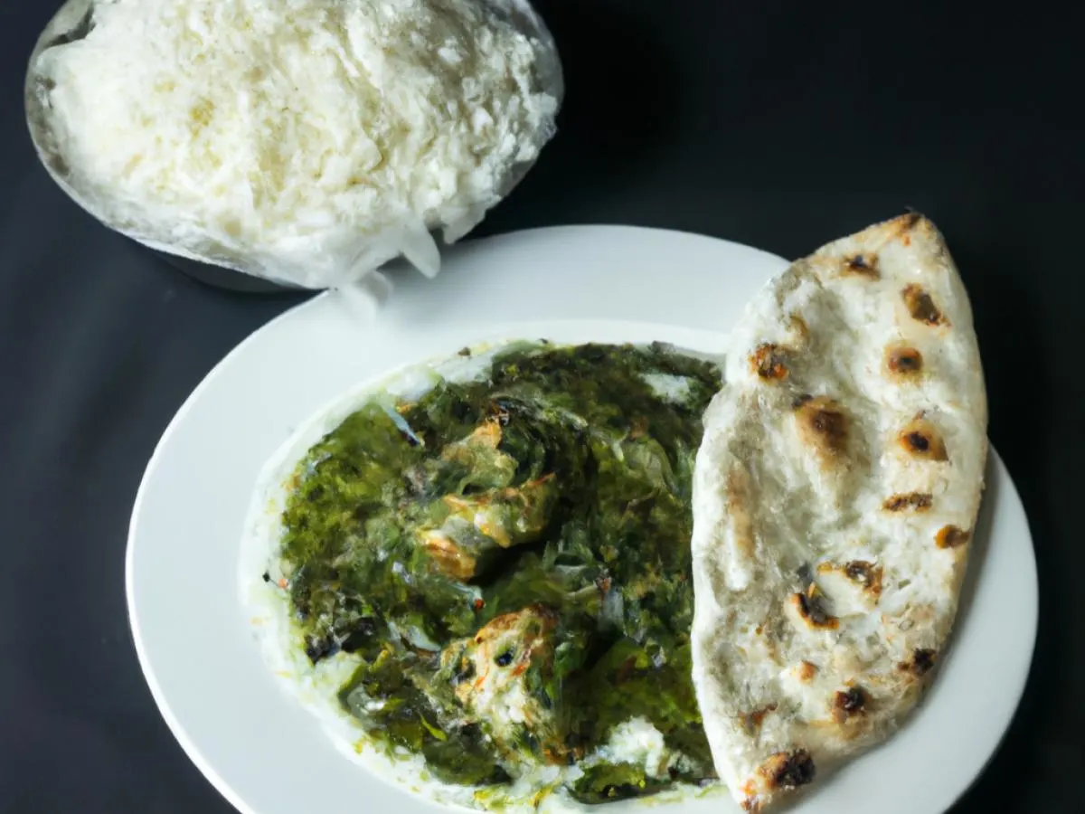 Chicken Saag with Rice and Naan (Dairy-Free) Chicken Saag with Rice and Naan (Dairy-Free)