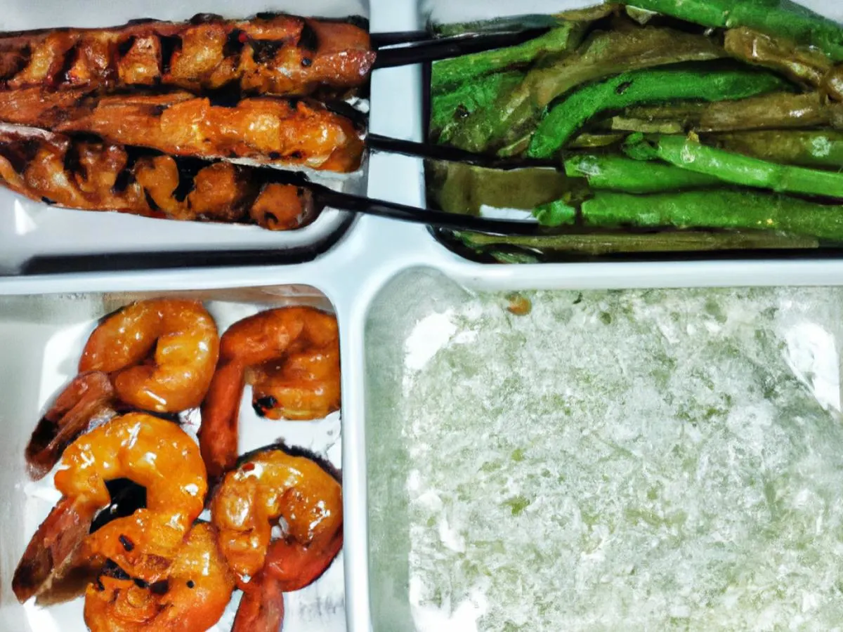 Garlic Prawns |BBQ Chicken Skewers |White Rice |Chili Green Beans Garlic Prawns |BBQ Chicken Skewers |White Rice |Chili Green Beans
