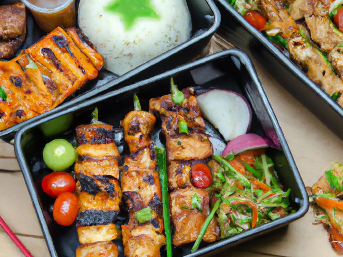 Chicken Inasal |BBQ Chicken Skewers |Garlic Rice |Tamarind Vegetable Stir Fry Chicken Inasal |BBQ Chicken Skewers |Garlic Rice |Tamarind Vegetable Stir Fry