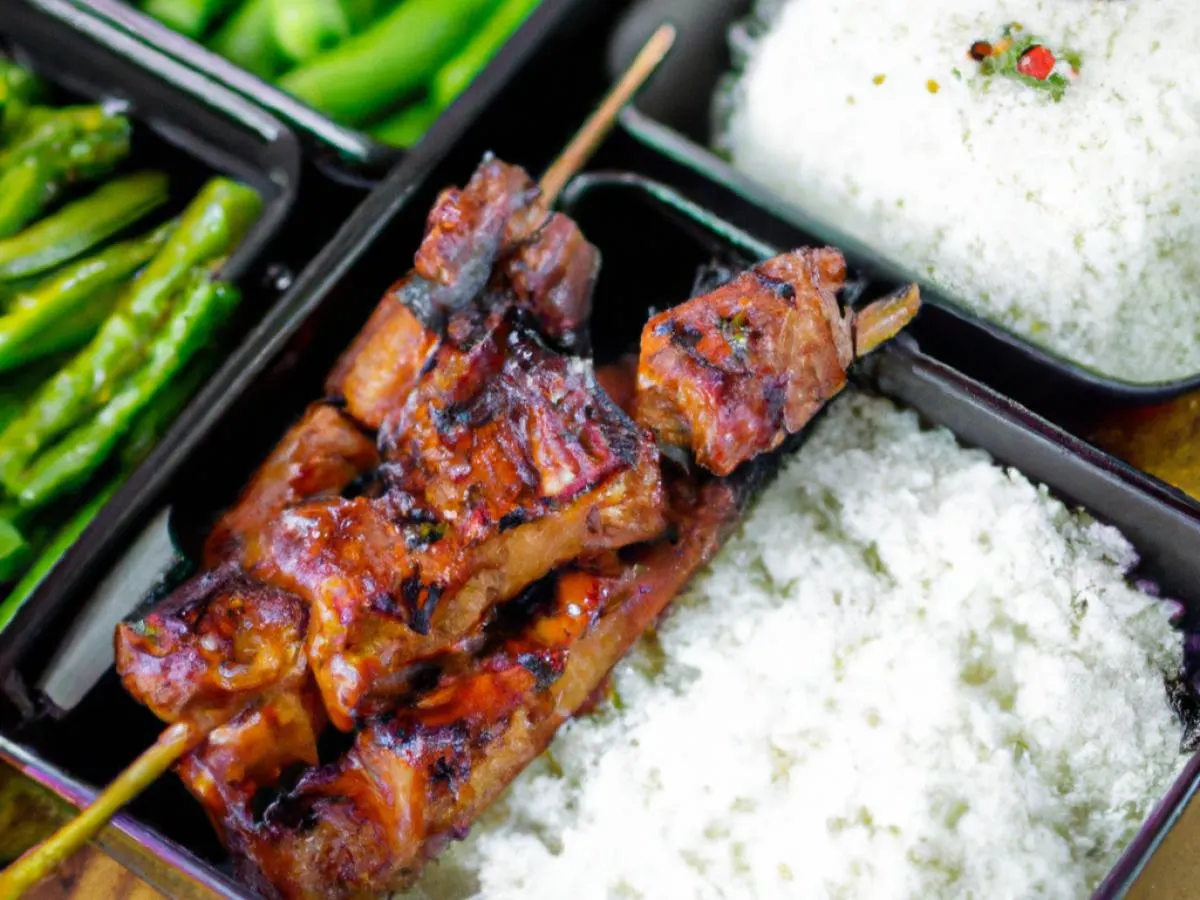 Pork Adobo |BBQ Chicken Skewers |White Rice |Chili Green Beans Pork Adobo |BBQ Chicken Skewers |White Rice |Chili Green Beans