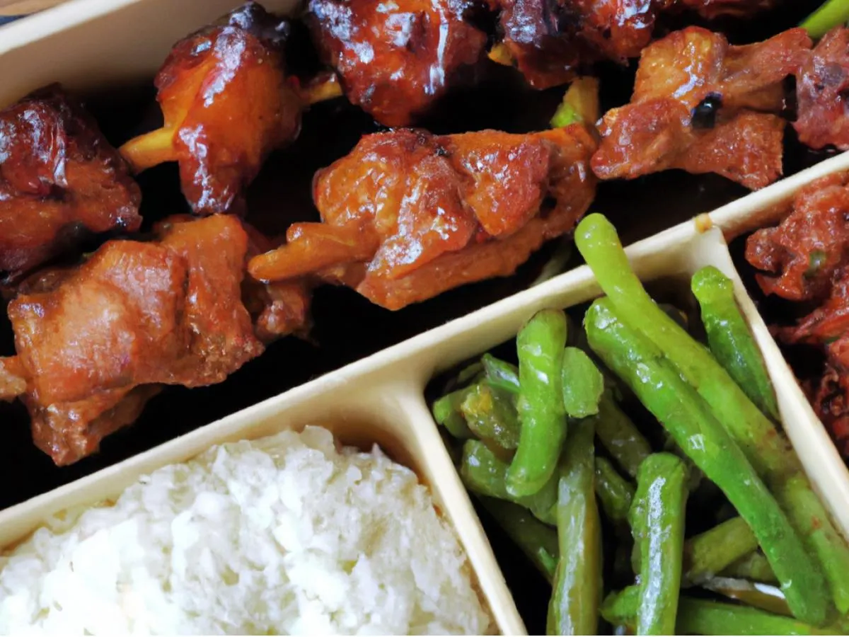 Chicken Adobo |BBQ Chicken Skewers |White Rice |Chili Green Beans Chicken Adobo |BBQ Chicken Skewers |White Rice |Chili Green Beans