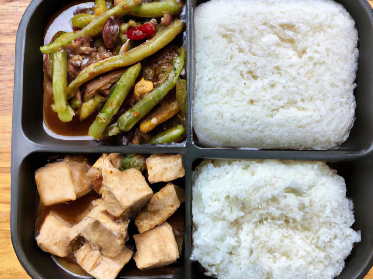 Tofu Adobo |White Rice |Chili Green Beans Tofu Adobo |White Rice |Chili Green Beans