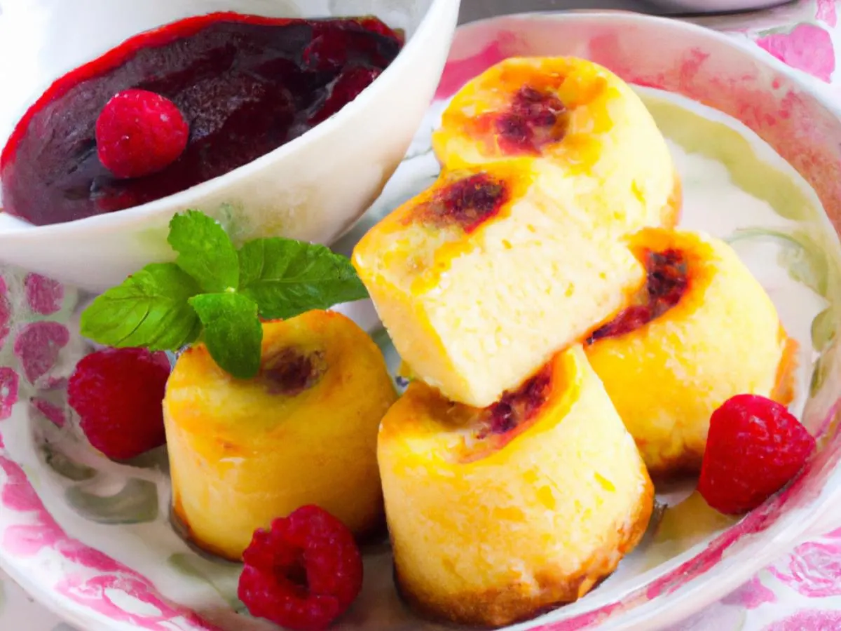 Marbled Cheese Cake Bites with Berry Compote