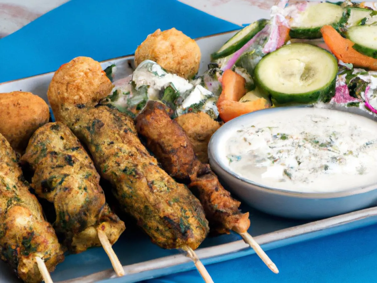 Individual Chicken Souvlaki Sticks & Falafel Platter Box Individual Chicken Souvlaki Sticks & Falafel Platter Box