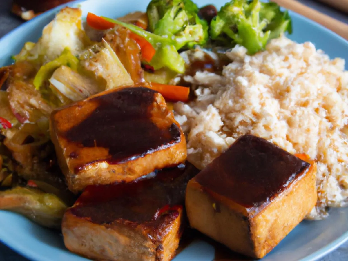 BBQ Tofu, Rice & Beans, & Steamed Cabbage BBQ Tofu, Rice & Beans, & Steamed Cabbage
