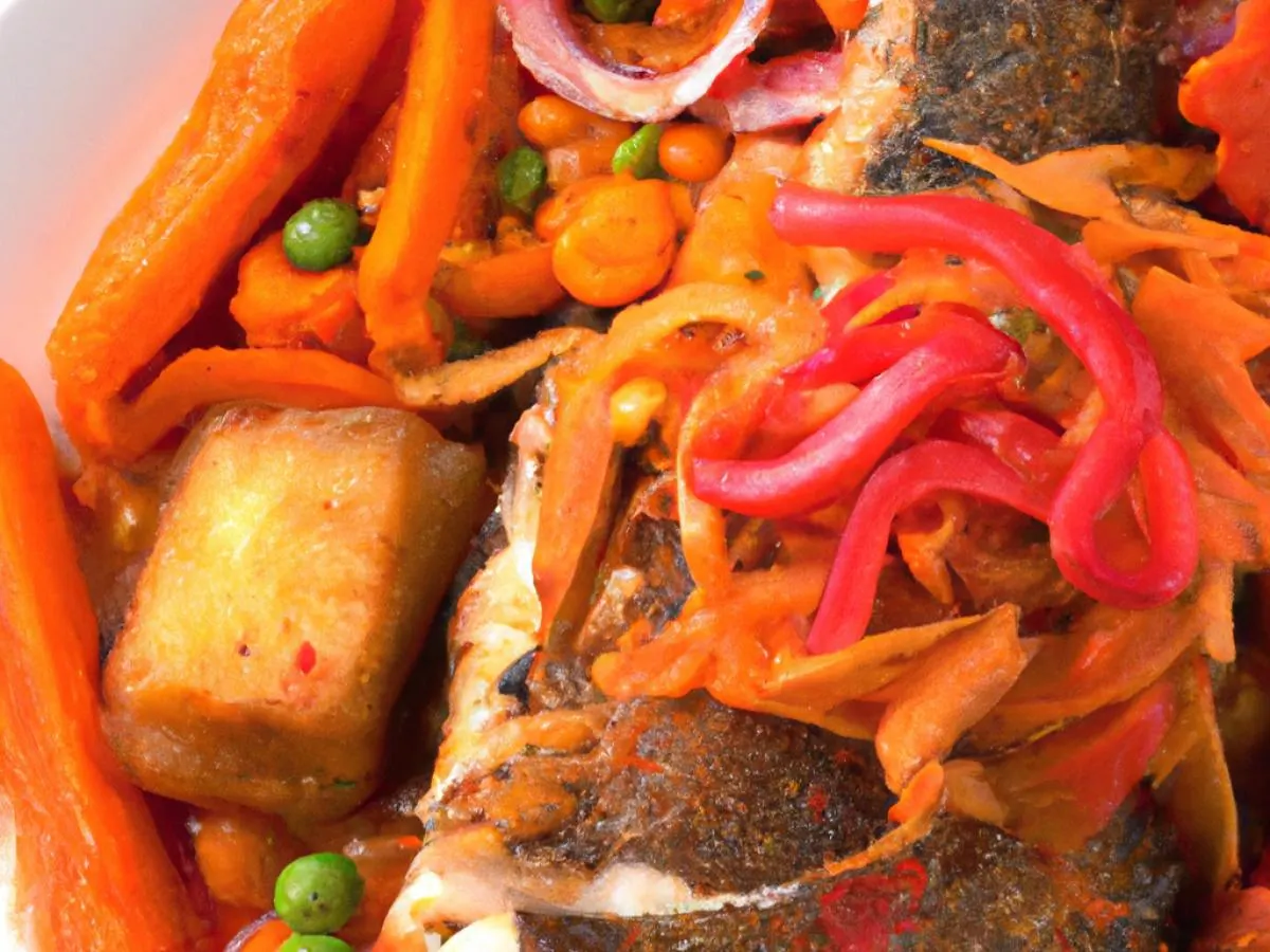 Escovitch Fish Fillet Snapper, Rice & Beans, and Fried Plantains Escovitch Fish Fillet Snapper, Rice & Beans, and Fried Plantains
