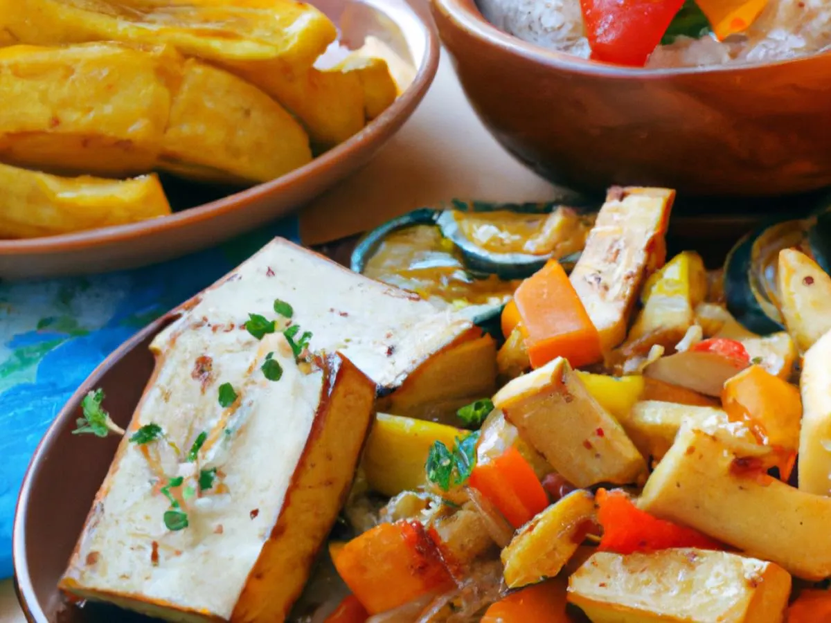 Coconut Tofu Stir Fry, Rice & Beans, and Fried Plantains Coconut Tofu Stir Fry, Rice & Beans, and Fried Plantains