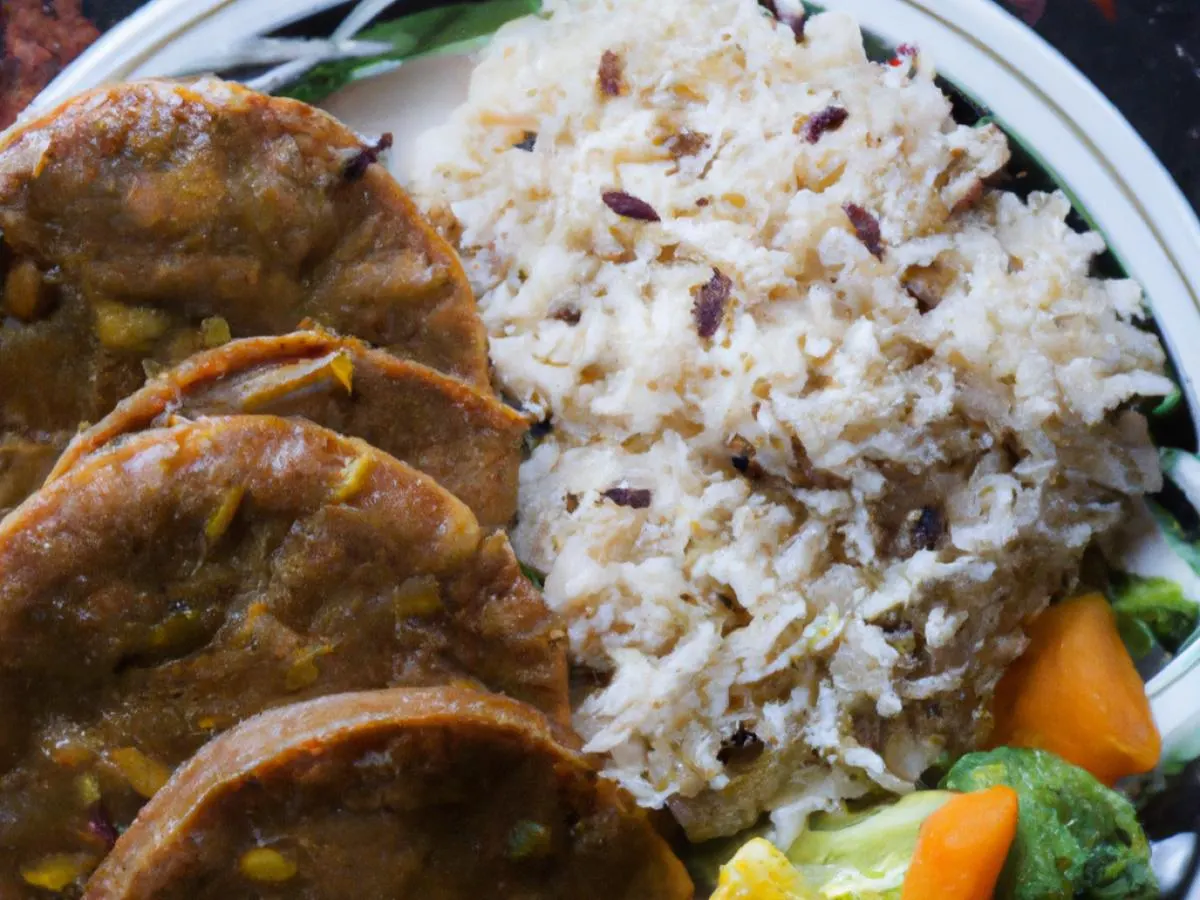 Jamaican Vegetable Patty Meal served with Rice & Beans and Steamed Cabbage Jamaican Vegetable Patty Meal served with Rice & Beans and Steamed Cabbage