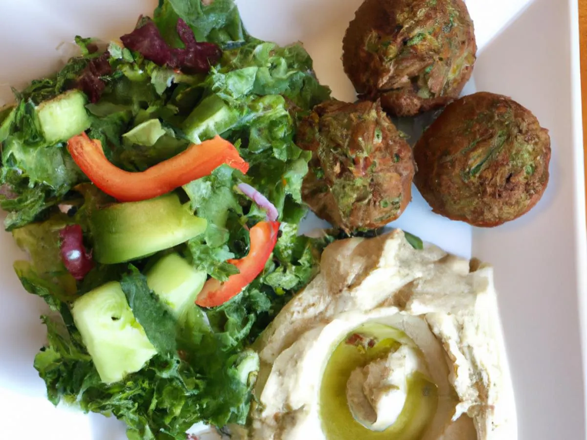 Falafel Plate with Hummus, Tzatziki and Mediterranean Salad (Vegetarian) Falafel Plate with Hummus, Tzatziki and Mediterranean Salad (Vegetarian)